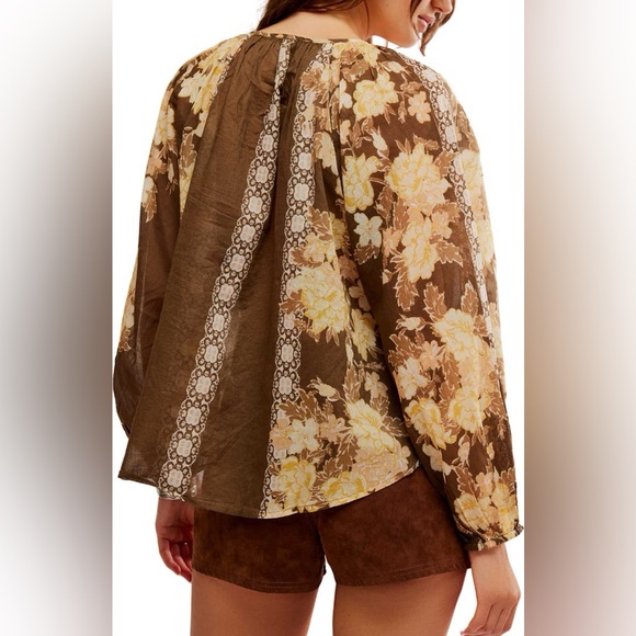 Free People Elena Top in Cocoa Combo Size Medium - Picture 4 of 11